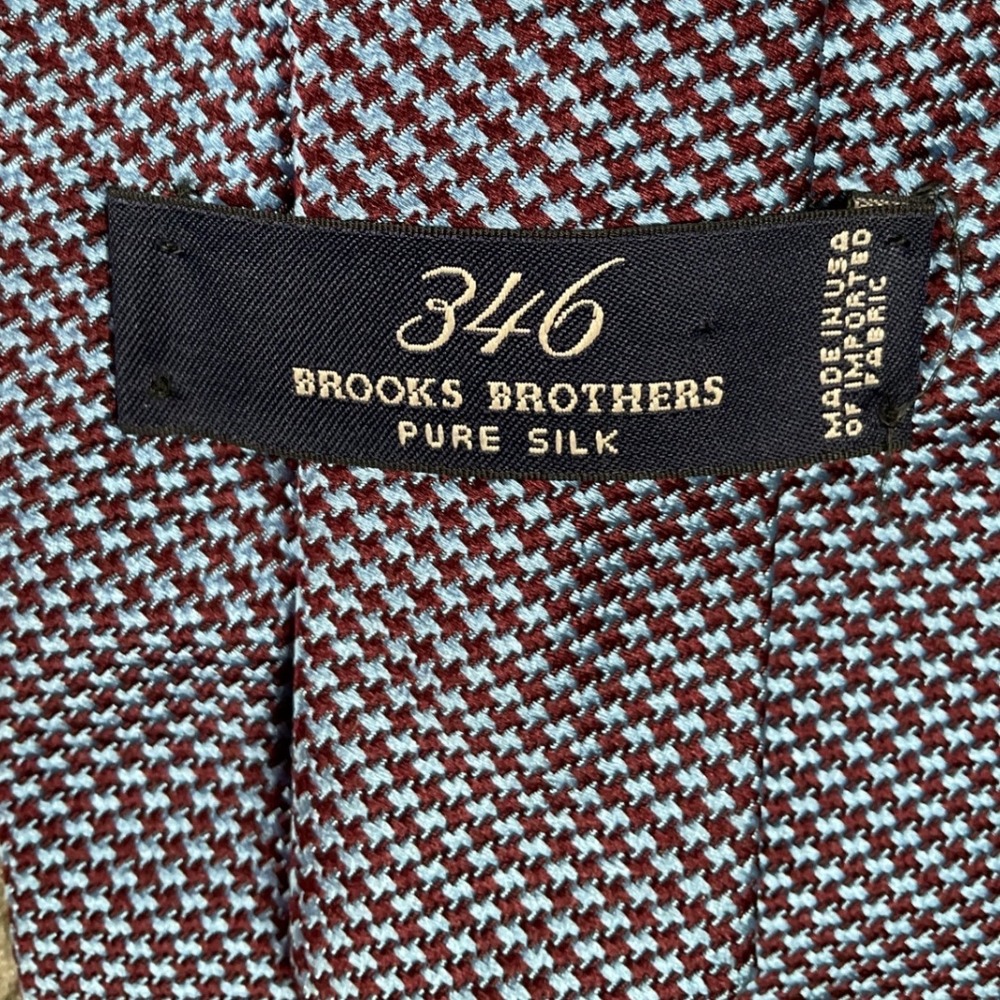 Brooks Brothers 346 Necktie Mens OS Blue Burgundy Houndstooth Silk Made in USA